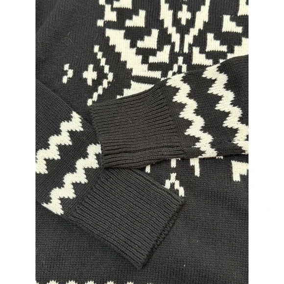 T by Talbots Womens Black Snowflake Fair Isle Mock Neck Zip Sweater Size S - Picture 6 of 14